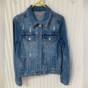 Just USA lightly Distressed Blue Jean Jacket. EUC